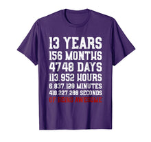 Load image into Gallery viewer, 13 Years Old Of Being Awesome T-Shirt 13th Birthday Tee Gift