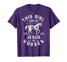 Load image into Gallery viewer, This Girl Runs On Jesus And Horses T Shirt Horse Women Gifts