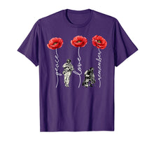 Load image into Gallery viewer, Peace Love Remember Poppy Flower Veteran Day T-Shirt