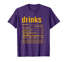 Load image into Gallery viewer, Thanksgiving Drinks Nutritional Facts T-Shirt