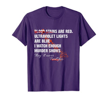 Load image into Gallery viewer, Blood stains are red. ultraviolet lights are blue i watch T-Shirt-1896915