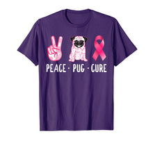 Load image into Gallery viewer, Peace Cure Pug Breast Cancer Awareness Gifts T-Shirt