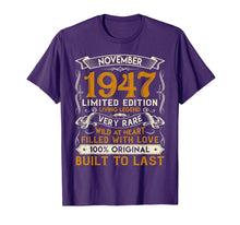 Load image into Gallery viewer, November 1947 Shirt 72 Years Old 72nd Birthday Gifts T-Shirt