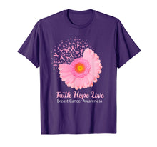 Load image into Gallery viewer, Faith Hope Love Breast Cancer Awareness Flower Pink T-Shirt 39393