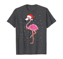 Load image into Gallery viewer, Funny shirts V-neck Tank top Hoodie sweatshirt usa uk au ca gifts for Cute Pink Flamingo Christmas Lights Santa Hat T-Shirt 85292