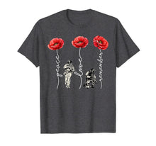 Load image into Gallery viewer, Peace Love Remember Poppy Flower Veteran Day T-Shirt