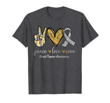 Load image into Gallery viewer, Peace Love Cure Ribbon Brain Tumor Awareness Gifts TShirt1007238