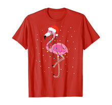 Load image into Gallery viewer, Funny shirts V-neck Tank top Hoodie sweatshirt usa uk au ca gifts for Cute Pink Flamingo Christmas Lights Santa Hat T-Shirt 85292