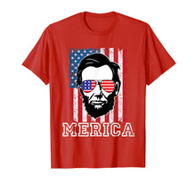Load image into Gallery viewer, 4th of July Shirt Merica Abe Abraham Lincoln USA Flag Tshirt 250154