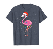 Load image into Gallery viewer, Funny shirts V-neck Tank top Hoodie sweatshirt usa uk au ca gifts for Cute Pink Flamingo Christmas Lights Santa Hat T-Shirt 85292