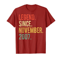 Load image into Gallery viewer, Funny shirts V-neck Tank top Hoodie sweatshirt usa uk au ca gifts for 12 years old Gifts Shirt- Legend Since November 2007 T-Shirt 126109