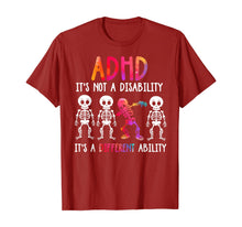 Load image into Gallery viewer, ADHD It's Not Disability It's A Different Ability Skeleton T-Shirt 126435