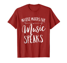 Load image into Gallery viewer, Where Words Fail Music Speaks Musical Shirt Broadway Notes