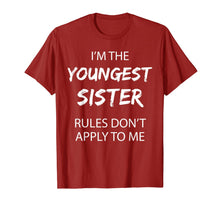 Load image into Gallery viewer, Youngest Sister Shirt Rules Don't Apply To Me Funny Sibling T-Shirt-1077586