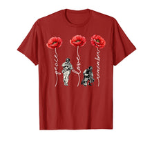 Load image into Gallery viewer, Peace Love Remember Poppy Flower Veteran Day T-Shirt