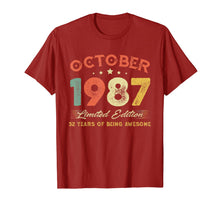 Load image into Gallery viewer, October 1987 32 Years Old Vintage 32nd Birthday Gifts T-Shirt