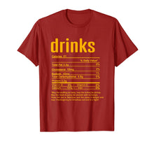 Load image into Gallery viewer, Thanksgiving Drinks Nutritional Facts T-Shirt