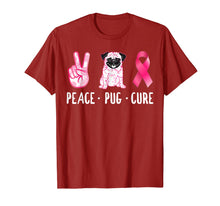 Load image into Gallery viewer, Peace Cure Pug Breast Cancer Awareness Gifts T-Shirt