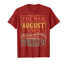 Load image into Gallery viewer, 1969 Man Myth Legend August 50th Bday Gifts 50 yrs old T-Shirt 250943