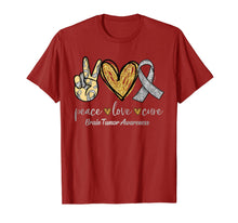 Load image into Gallery viewer, Peace Love Cure Ribbon Brain Tumor Awareness Gifts TShirt1007238