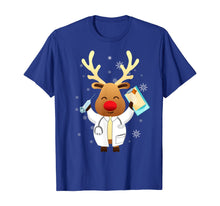 Load image into Gallery viewer, Medical Scrub Top Reindeer Nurse With Stethoscope Christmas T-Shirt