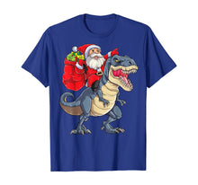 Load image into Gallery viewer, Funny shirts V-neck Tank top Hoodie sweatshirt usa uk au ca gifts for Santa Riding Dinosaur T rex Christmas Gifts Boys Men Xmas T-Shirt 60152