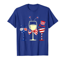 Load image into Gallery viewer, Red White Blue Wine Glasses American Flag 4th Of July Tshirt 259279