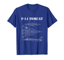 Load image into Gallery viewer, Vintage White F14 Tomcat Airplane Schematic F-14 Jet T-Shirt-1167957