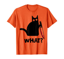 Load image into Gallery viewer, WHAT Murderous Cat With Knife Halloween Costume T-Shirt 120437