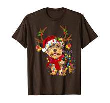 Load image into Gallery viewer, Funny shirts V-neck Tank top Hoodie sweatshirt usa uk au ca gifts for Santa yorkie terrier dog gorgeous reindeer Light Christmas T-Shirt 246724