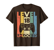 Load image into Gallery viewer, Level 18 Unlocked Tshirt 18th Video Gamer Birthday Boy Gifts