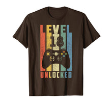 Load image into Gallery viewer, Level 18 Unlocked Tshirt 18th Video Gamer Birthday Boy Gifts