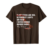 Load image into Gallery viewer, Blood stains are red. ultraviolet lights are blue i watch T-Shirt-1896915