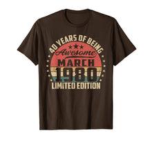 Load image into Gallery viewer, Vintage March 1980 40 Year Old Bday Gifts 40th Birthday TShirt924186
