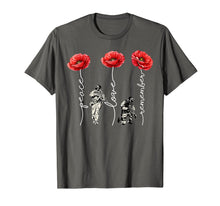 Load image into Gallery viewer, Peace Love Remember Poppy Flower Veteran Day T-Shirt