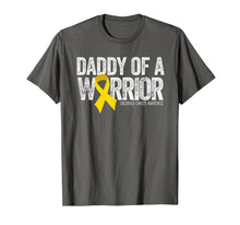 Load image into Gallery viewer, Mens Daddy of a Warrior Childhood Cancer Shirt Dad Ribbon 257004