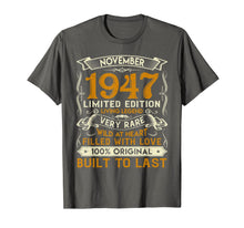Load image into Gallery viewer, November 1947 Shirt 72 Years Old 72nd Birthday Gifts T-Shirt