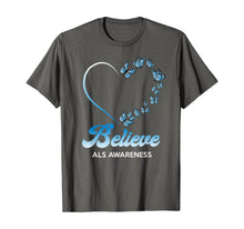 Load image into Gallery viewer, Blue and White Butterflies Heart Believe ALS Awareness Gifts TShirt554719