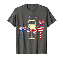 Load image into Gallery viewer, Red White Blue Wine Glasses American Flag 4th Of July Tshirt 259279