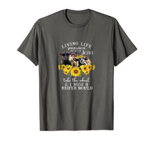 Load image into Gallery viewer, Funny shirts V-neck Tank top Hoodie sweatshirt usa uk au ca gifts for Living life somewhere between Jesus take the wheel cow shirt 1737183