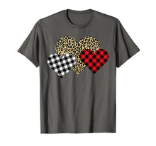 Load image into Gallery viewer, Funny Leopard And Buffalo Plaid Printed Love Heart Gifts T-Shirt--