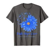 Load image into Gallery viewer, Faith Hope Love Colon Cancer Awareness Flower Blue Gifts T-Shirt-472196