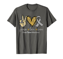 Load image into Gallery viewer, Peace Love Cure Ribbon Brain Tumor Awareness Gifts TShirt1007238