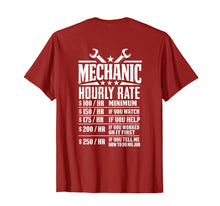 Load image into Gallery viewer, Funny shirts V-neck Tank top Hoodie sweatshirt usa uk au ca gifts for Funny Mechanic Hourly Rate - Graphic Design T-Shirt - Back 1682815