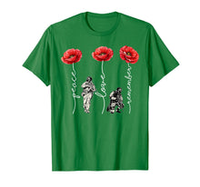 Load image into Gallery viewer, Peace Love Remember Poppy Flower Veteran Day T-Shirt