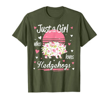 Load image into Gallery viewer, Funny shirts V-neck Tank top Hoodie sweatshirt usa uk au ca gifts for Hedgehog Shirt. Just A Girl Who Loves Hedgehogs T-Shirt 179925