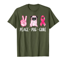 Load image into Gallery viewer, Peace Cure Pug Breast Cancer Awareness Gifts T-Shirt