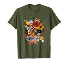 Load image into Gallery viewer, Tiger and Skull flower Floral Flowers shirt Cute Gift Idea T-Shirt 114115