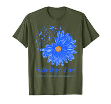 Load image into Gallery viewer, Faith Hope Love Colon Cancer Awareness Flower Blue Gifts T-Shirt-472196