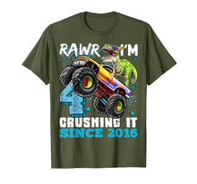 Load image into Gallery viewer, Rawr I'm 4 Crushing It 2016 Monster Truck Dinosaur Birthday T-Shirt-232336